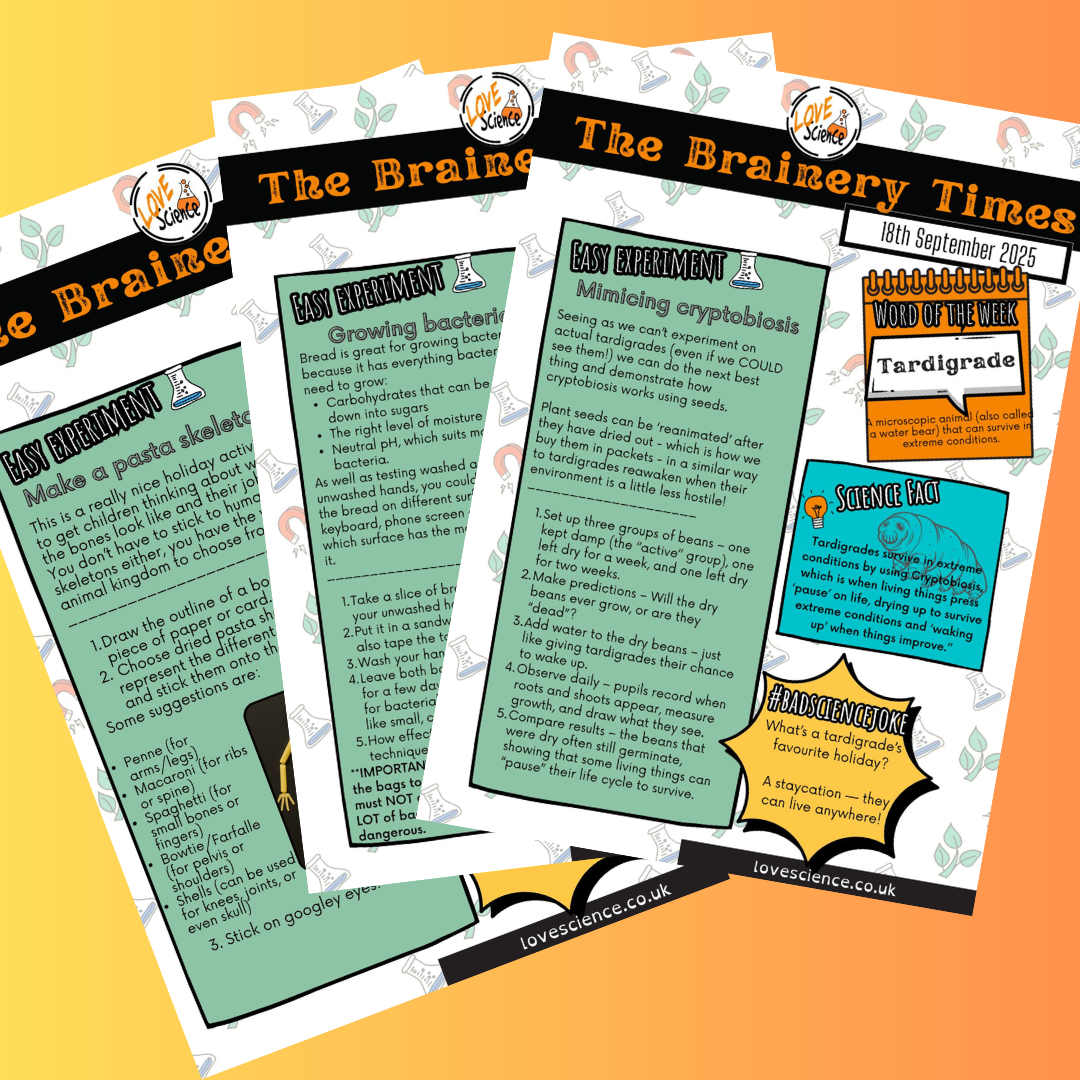 a weekly newsletter for early years and KS1 and KS2 science